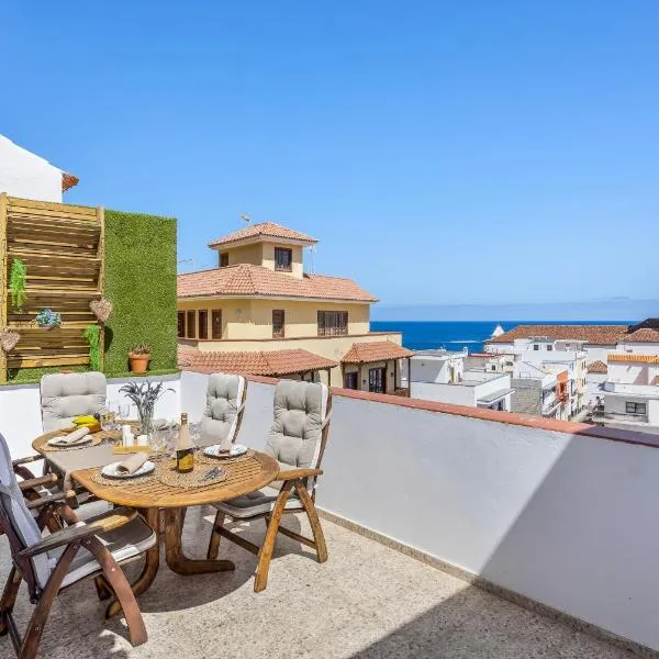 Central Penthouse, close to the Natural pools with Big terrace, ocean & city view, hotel v destinácii Garachico