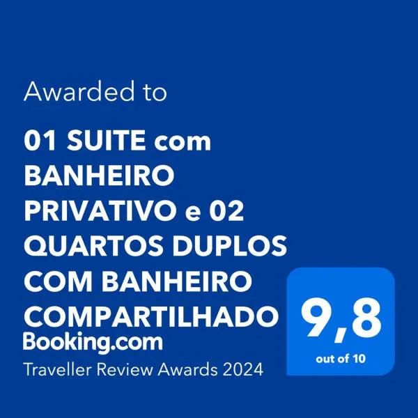 SUITE e QUARTOS -1 SUITE COM BANHEIRO PRIVATIVO - 2 QUARTOS DUPLOS COM BANHEIRO COMPARTILHADO