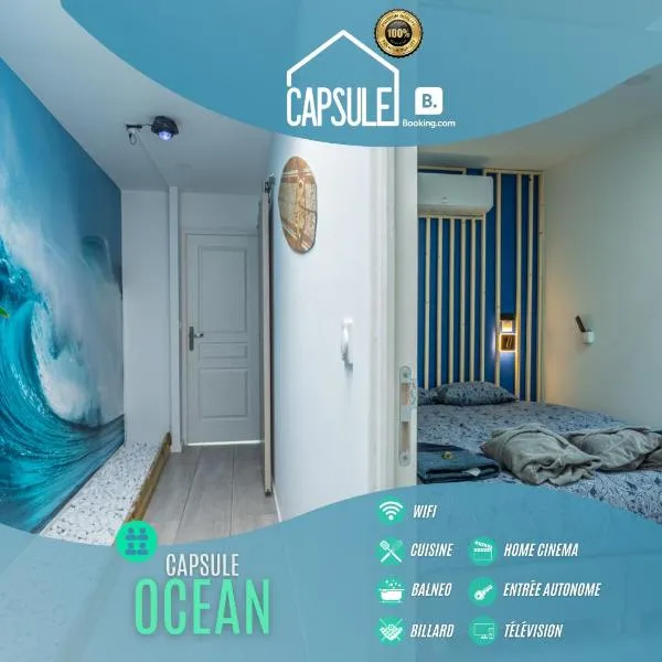 Capsule océan - Jacuzzi - Billard - Netflix - 2 Chambres - Cuisine, hotel in Valenciennes