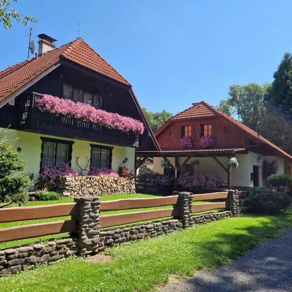 Chaloupka u řeky, hotel a Frýdlant nad Ostravicí