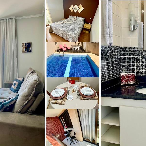 Apto para CASAL com bela VISTA, cama KING, COZINHA COMPLETA, VARANDA, PISCINA, SAUNA, PORTARIA 24h e GARAGEM