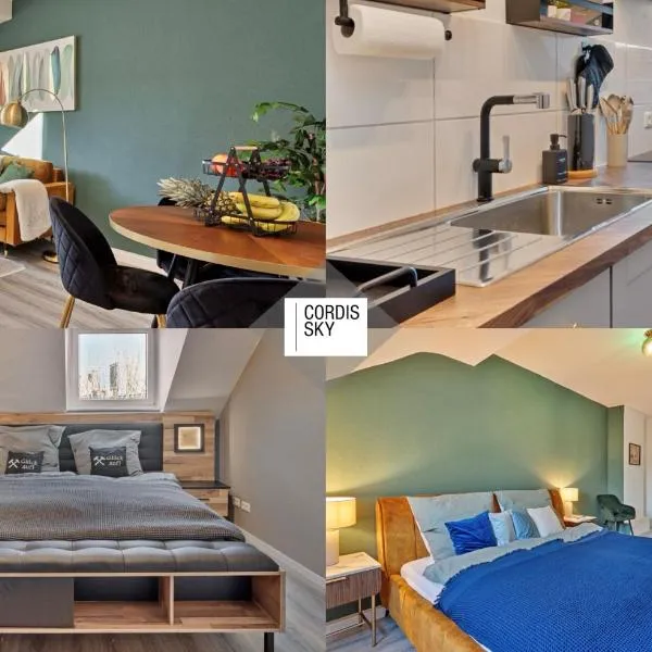 Zeche trifft Villa Apartments by Cordis Sky für bis zu 4 Personen 5 Minuten zur Messe Essen oder Hauptbahnhof, hotel in Essen