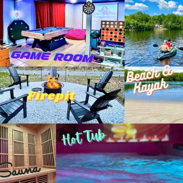 Zen Spa Oasis Retreat Sauna/Hotub/Firepit/Fun/Gameroom, hotell i Pocono Lake