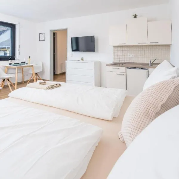 Modernes Studio-Apartment mit Balkon und privatem Stellplatz für bis zu 4 Personen nur wenige Minuten von der Innenstadt & Mosel entfernt, hotel a Koblenz