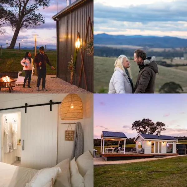 Gumnut Cottage Gippsland - Tiny Romantic Escape w King Bed Fireplace Mountain Views，Heyfield的飯店