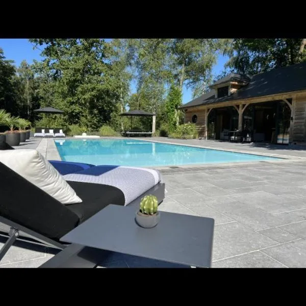 Magnifique chalet en bois avec piscine et jacuzzi, hotel v destinaci Court-Saint-Étienne