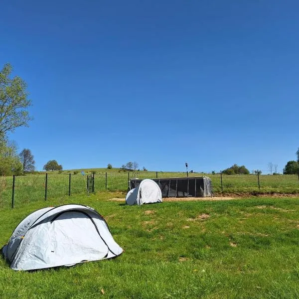 CAMPING, zabierz WŁASNY NAMIOT Kameralne pole namiotowe z basenem kinem plenerowym miejscem na ognisko i placem zabaw żywe zwierzęta agroturystyka, hotel v destinaci Giebułtów