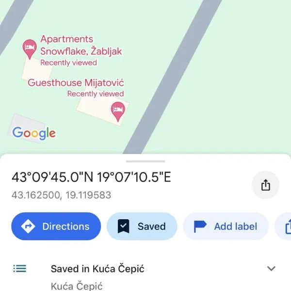 Kuća Čepić, hotel en Žabljak