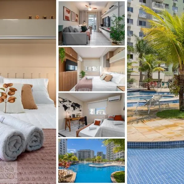 2 Quartos com Varanda a 300m RioCentro Wi-Fi 120mbps e Cozinha Completa - Condomínio com Piscina, Estacionamento, Portaria 24h e Parquinho Infantil - Apartamento indicado para Grupos, Hóspedes a Trabalho e Crianças, khách sạn ở Rio de Janeiro