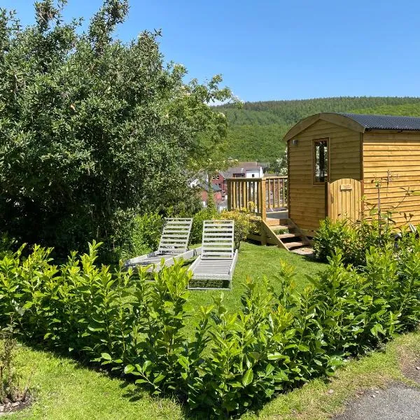 Stylish Shepherds Hut with Amazing Views, hotel v destinaci Knighton