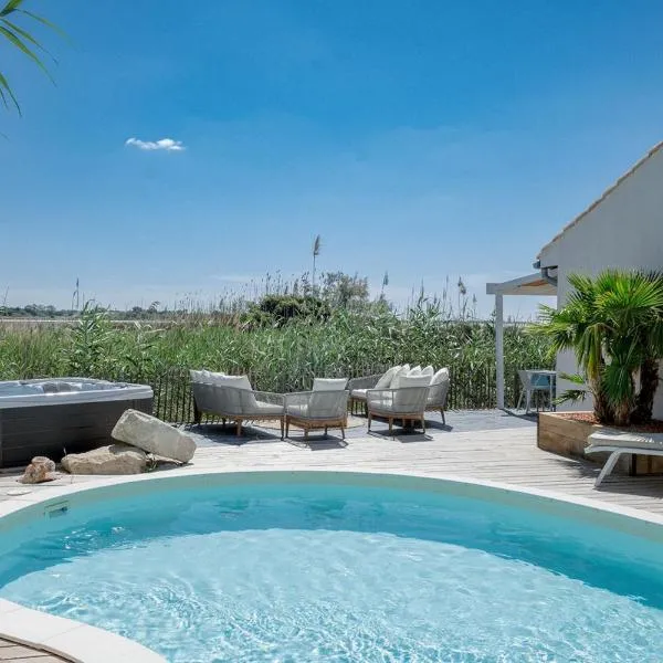 La Perle Rose Villa Standing 5 étoiles avec piscine jacuzzi et superbe vue, hotel in Aigues-Mortes