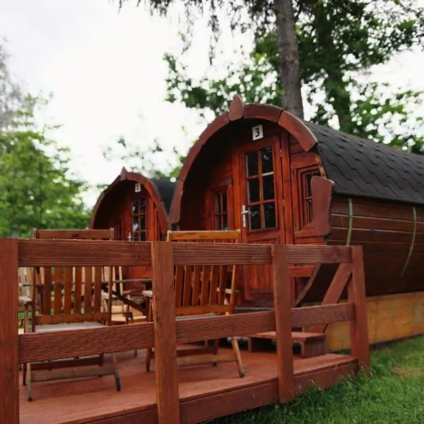Nr 2 Campingfass mit Terrasse und Seeblick, hotell i Langenbernsdorf