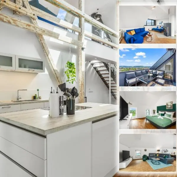 DND Design Loft I 170qm I Parken I Balkon I Workstation I Netflix I Kaffee I Waschmaschine I Trockner I Xbox I Ausblick, hotel v destinaci Würzburg