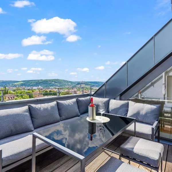 DND Design Loft I 170qm I Parken I Balkon I Workstation I Netflix I Kaffee I Waschmaschine I Trockner I Xbox I Ausblick, hotel din Würzburg