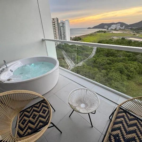 Suite Lujosa con Jacuzzi piso 14 vista al mar, hotel v destinaci Santa Marta