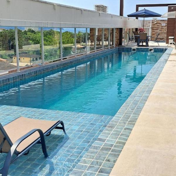 #208.Apto novo, 300 metros da praia, com piscina