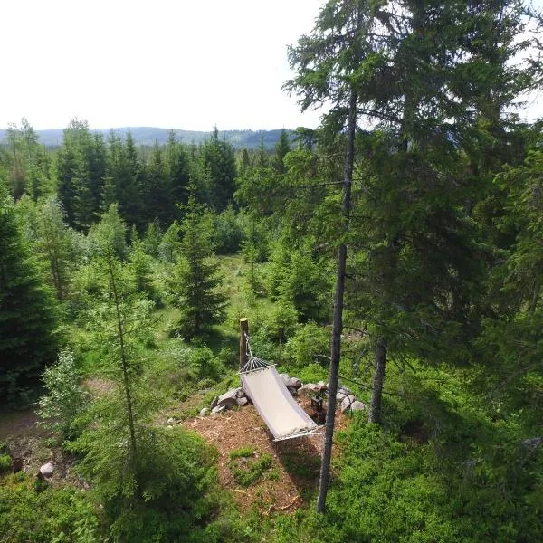 Cozy forest cabin with amazing mountain view, hotel a Torsby