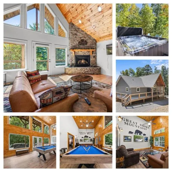 Stunning Smoky Mountains Cabin - Games Room and Fire Pit and 3 Kings bed and Hot Tub, hotel a Sevierville