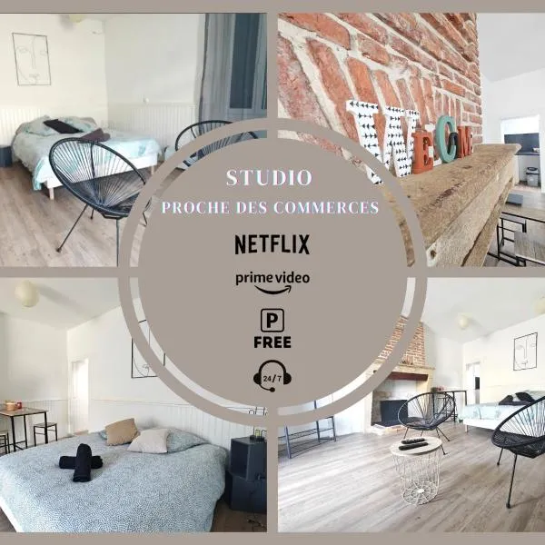 Studio entier proche des commerces - 1 à 2 pers -, hotel in Langon