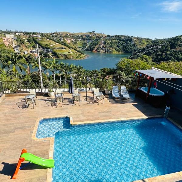 Chácara Gama em condomínio Igarata-SP - Jacuzzi com hidromassagem, piscina e sauna