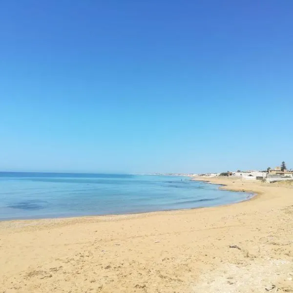On the beach, hotel Triscinában