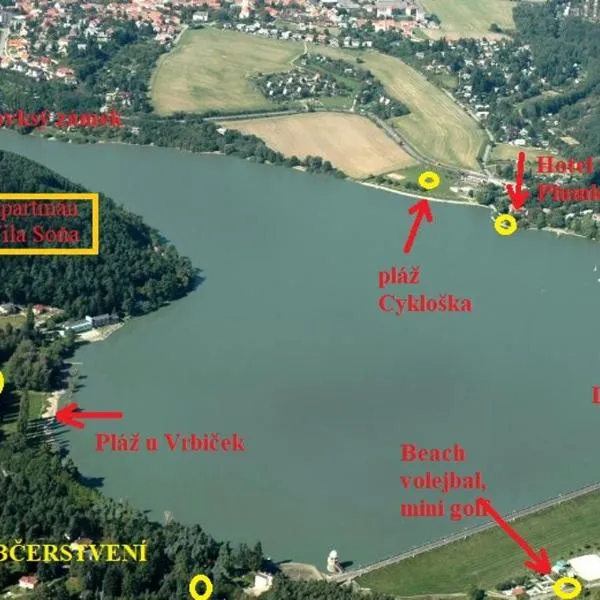 Apartmán ve vile Soňa pláž u Vrbiček, viešbutis mieste Mostkovice