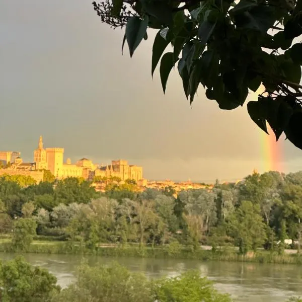 Charmante PETITE MAISON avec vue panoramique, en centre historique, proche d'Avignon, ancienne, rénovée, climatisée, terrasse, parking public gratuit – hotel w mieście Villeneuve-lès-Avignon