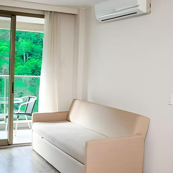 Flat aconchegante, completo, vista para Natureza