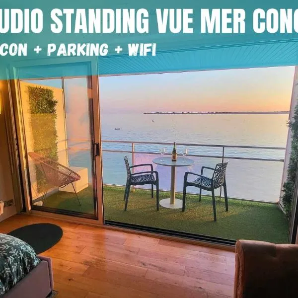 - L'IROIZH - CONCARNEAU - VUE MER PANORAMIQUE - STUDIO STANDING PLAGE DES SABLES BLANCS - PARKING - DRAPS & SERVIETTES INCLUS - NEAR THALASSOTHERAPY - Wifi -, hotel v destinaci Concarneau