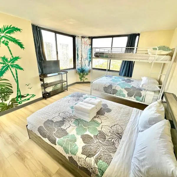 Ocean Canal Mountain View Steps from Waikiki Beach 6person、ホノルルのホテル