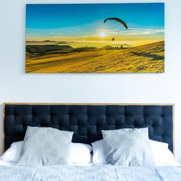BEST STAY Haus Martina im Herzen der Rhön - 3 einzelbuchbare moderne Wohnungen für 2-8 Personen, Terrasse, Balkon, Garten, Ski und E-Bike Keller, Lounge, freies Wlan, familienfreundlich, hotel v destinaci Poppenhausen
