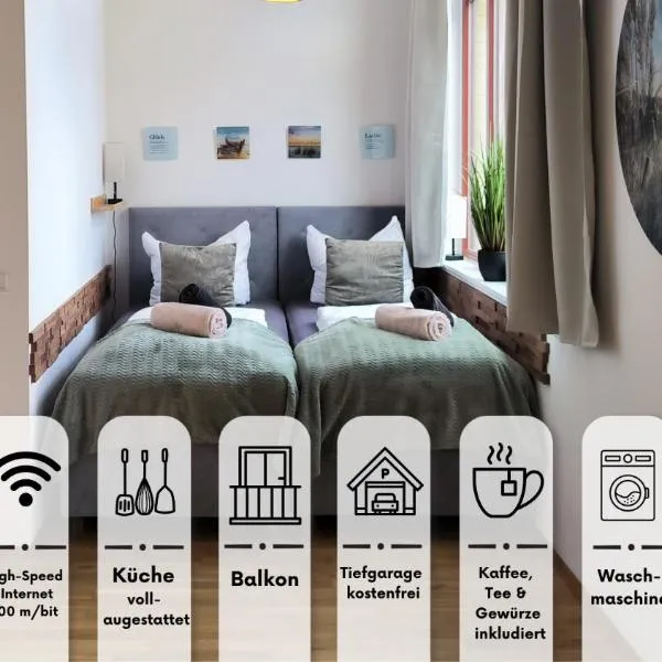 mayhome - das STRANDLOFT schönes Studioapartment mit Balkon, Küche und Tiefgarage - Sauna und Fitness direkt nebenan, Hotel in Chemnitz