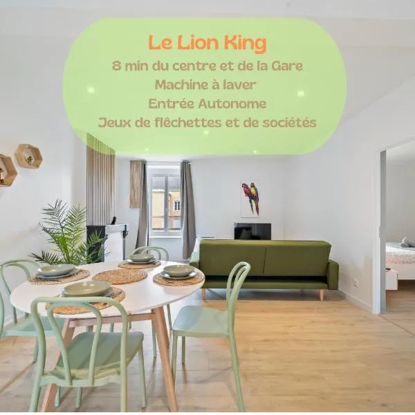 Lion King Appart 65 m2 tout inclus, rénové, Calme, parking facile, Hotel in Chalon-sur-Saône