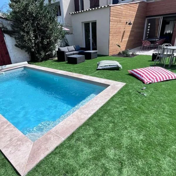 Maison climatisée, piscine, à 5 minutes des Grands Buffets, hotel v Narbonne