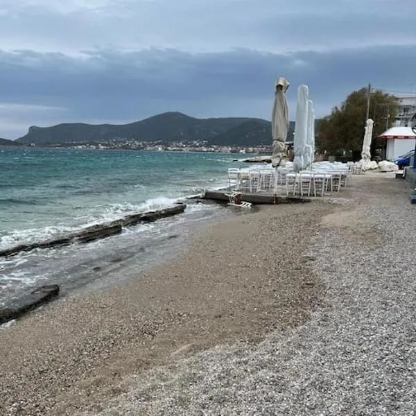 Seafront Porto Rafti, 95 sq m close to airport, garden, hotel in Agios Spyridon