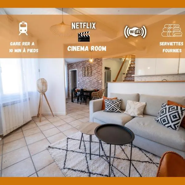 Maison de Brique- CINEMA ROOM-BABY-FOOT - 10min à pieds Gare RER A- TRÈS PROCHE ARENA LA DEFENSE ET PARIS, hotel v destinácii Houilles