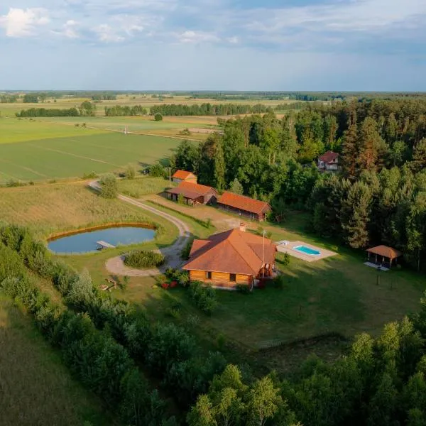 Dworek Ogrodniki, całoroczny dom na wyłączność, basen, sauna, las, staw rybny, altana grillowa, ognisko, pianino, kominek, piec chlebowy, duża ogrodzona posesja, hotel in Tuczna