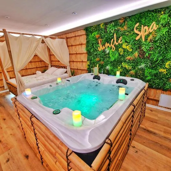 JUNGLE SPA-4 Pers-Jacuzzi-Parking-Jardin-Clim-Colmar, hotel v destinaci Muntzenheim