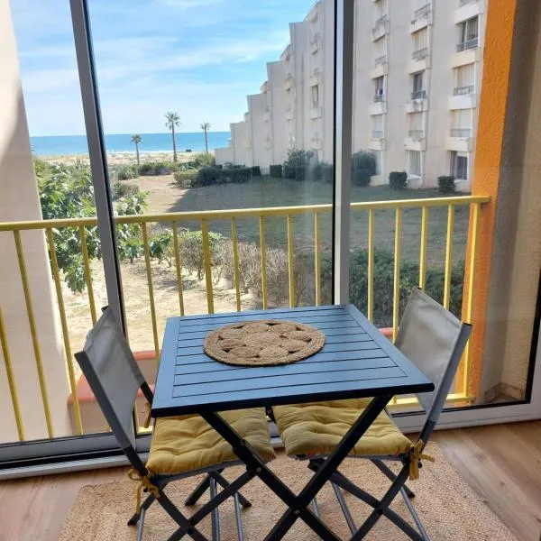 Studio avec loggia en front de mer et superbe vue – hotel w mieście Le Barcarès