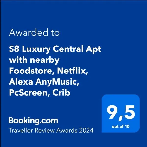 S8 Luxury 2 Room Apt OldTown - Foodstore, Crib, BabyChair, Netflix, PC Screen, UnlimMusic, hotel a Košice