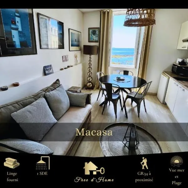 Macasa, vue mer, cosy, parking privé, GR34 2 personnes, hotel in Clohars-Carnoët