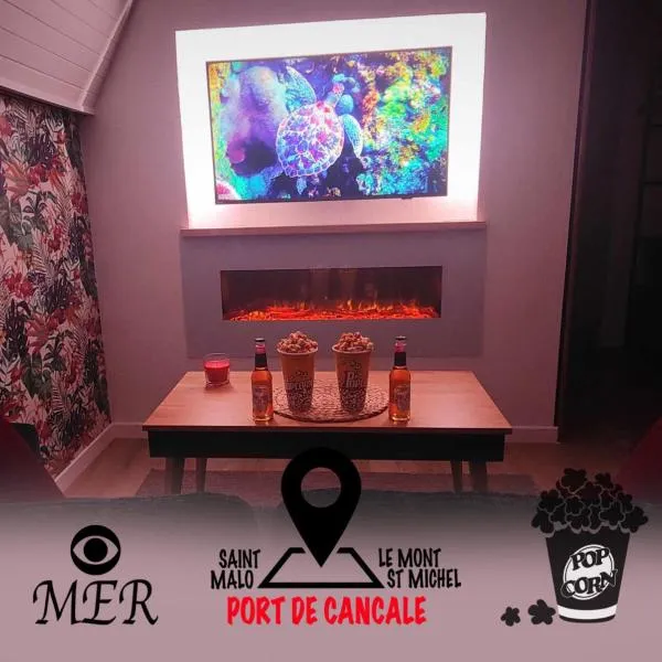 L'Etoile by MRODBNB - Appart Neuf - Vue Mer - 25m Plage & Resto - Ciné - cheminée - Popcorn, hotel v destinaci Cancale