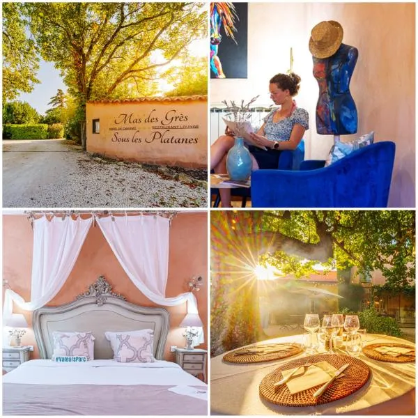 Hôtel Le Mas des Grès & Restaurant Sous les Platanes – hotel w mieście Lagnes