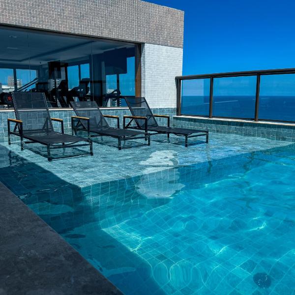 Studio no CORAÇÃO DA BARRA - Entre o FAROL e a Praia do PORTO - Piscina no Rooftop e Vaga - Foto 4
