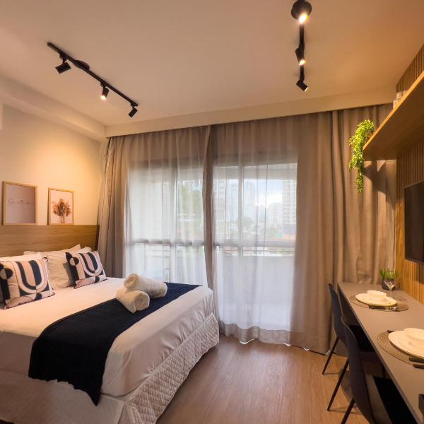 Estiloso e Moderno - Studio Brooklin com Piscina Rooftop