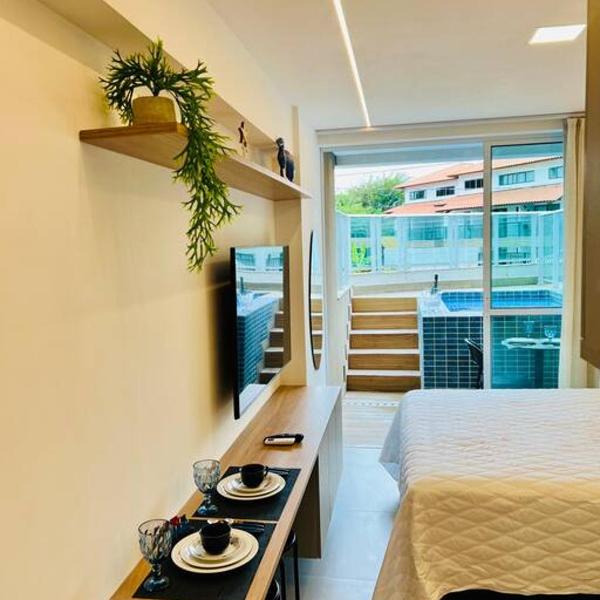 Flat com Piscina Privativa a 50m da Praia - Centro de Porto