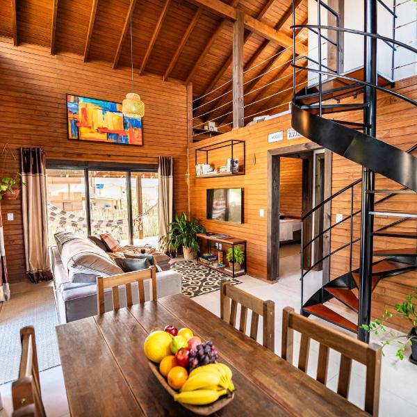 Cabana Aconchegante a 800m da Praia com 4 Quartos, Lareira Externa, Aquecedor em 2 Quartos, Netflix e Pet Friendly