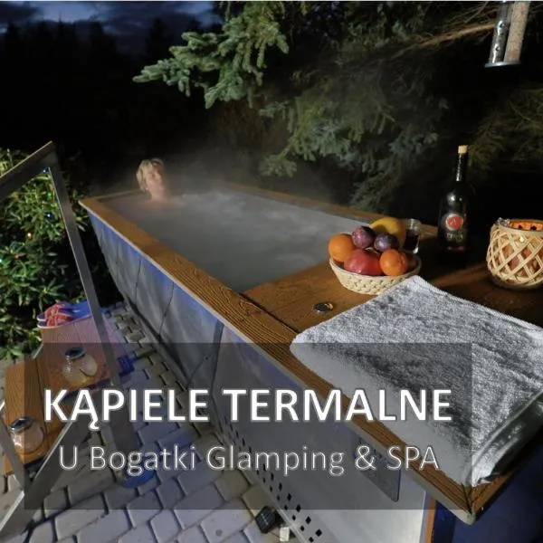 U Bogatki Glamping & SPA to klimatyczny, drewniany domek dla maksymalnie 7 osób z kąpielami i zabiegami termalnym SPA, położony, w lesie niedaleko Jeziora Rożnowskiego Gródek nad Dunajcem, idealny na relaks w otoczeniu natury, hotel v destinácii Gródek Nad Dunajcem