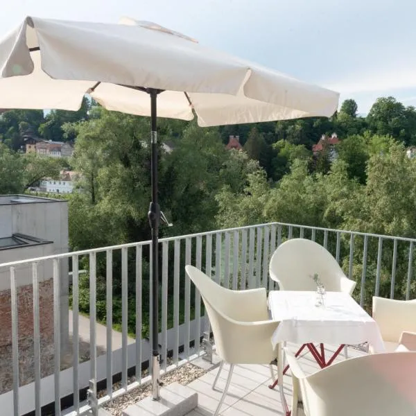 Flösserhaus Steyr - Wohnen am Fluss, хотел в Щайр