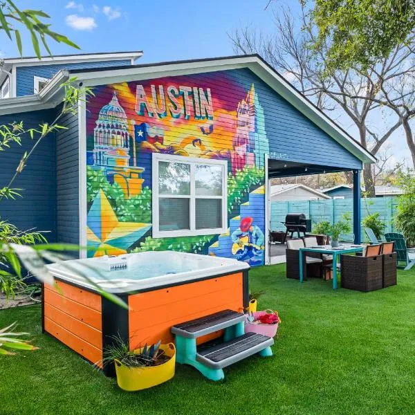 Stylish 4BR with Infrared Sauna, Hot Tub, Cornhole and Cowboy Pool, hotel en Austin